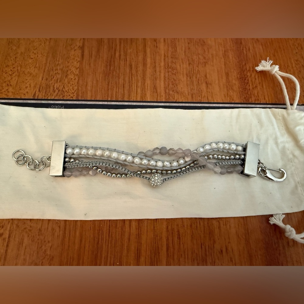 Victoria Emerson multi-strand beaded bracelet in silver Boho Contemporary
